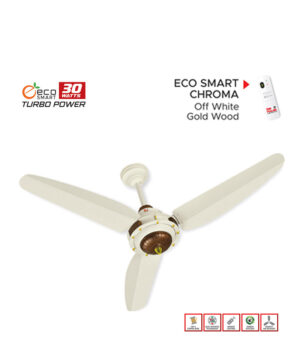 Pak Punjab (56") Ceiling Fan (ECO SMART CHROMA  – Off White Gold Wood)