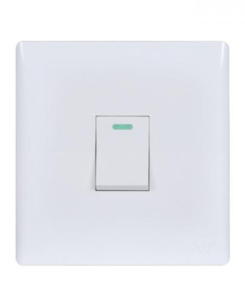 Walton Classic Series 1 Gang 1 Way Switch – White – 250V 10A – Radium Indicator – WCL1GS1