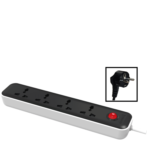 Walton Extension Socket 4 Point - 3 Meter - 2 Pin - Black White 1500 watt Multiplug - WES2P4E3M-02 - Image 3