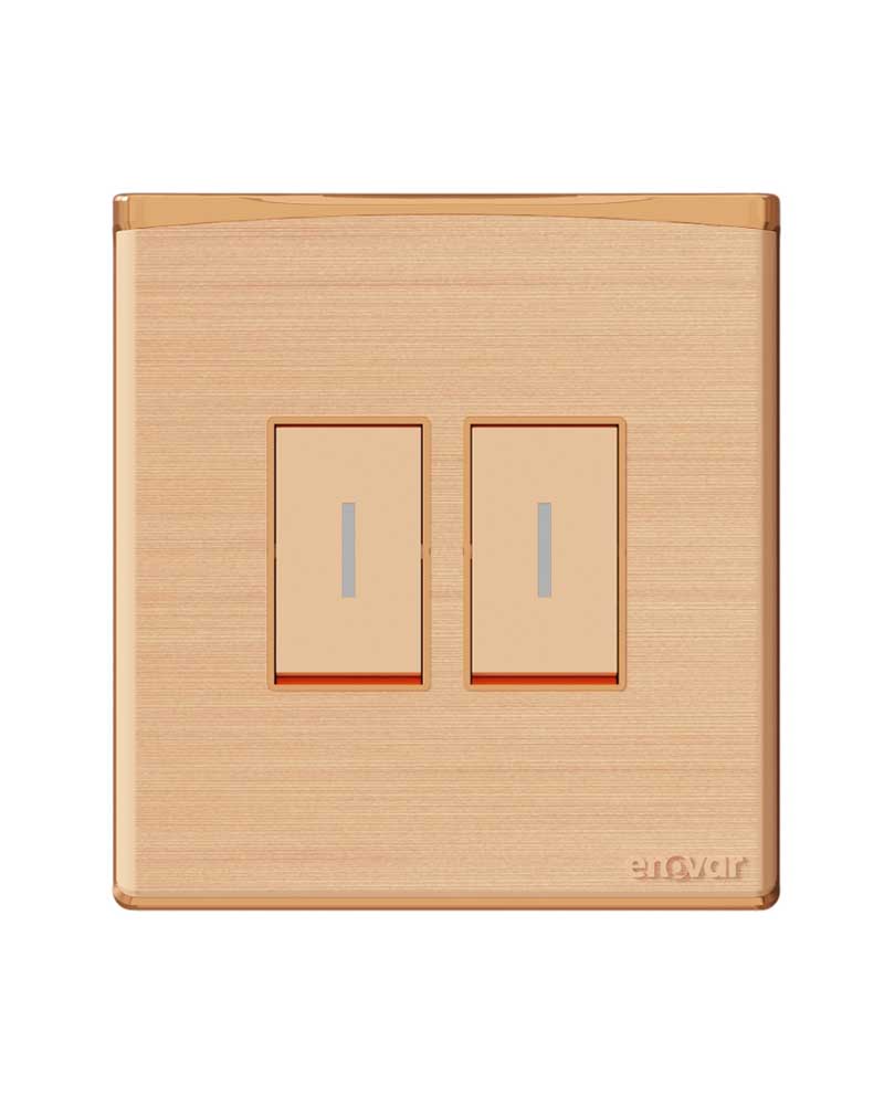 Akij ENOVAR 2GS2G (Lumigold) 2 Gang Switch – 2 Way