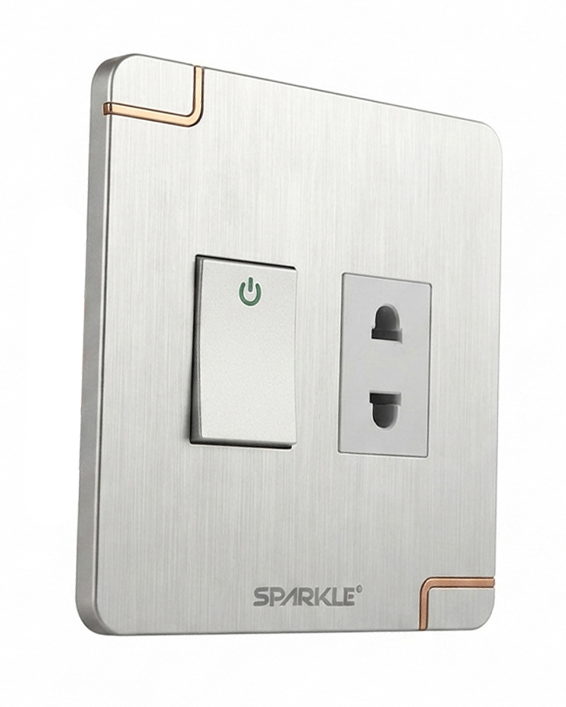 ACI Sparkle Ultra Series-2 Pin Socket with Switch-(10A,250V)-(White)-Modular Socket - Image 2