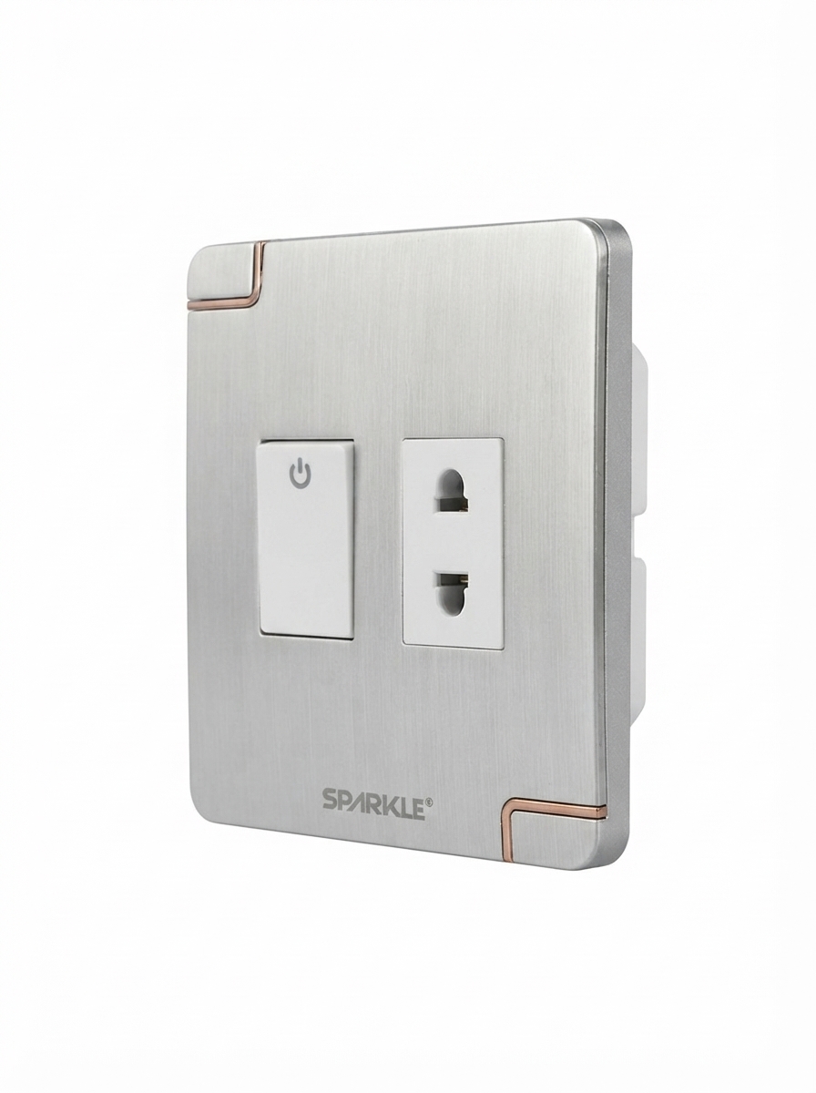 ACI Sparkle Ultra Series-2 Pin Socket with Switch-(10A,250V)-(White)-Modular Socket - Image 4