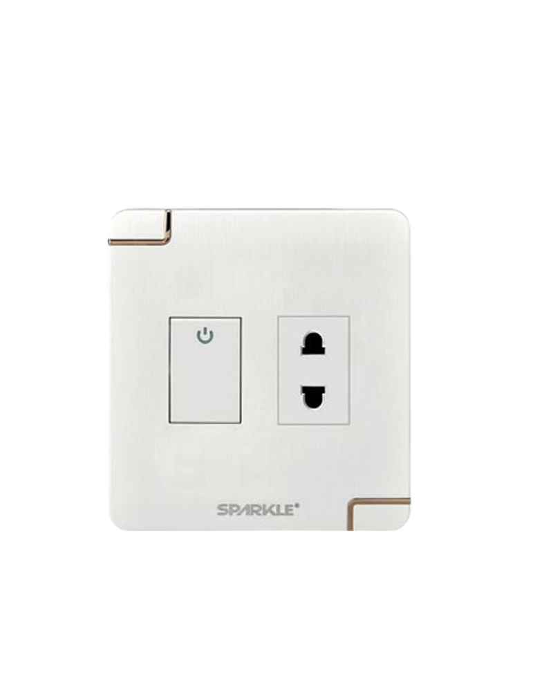 ACI Sparkle Ultra Series-2 Pin Socket with Switch-(10A,250V)-(White)-Modular Socket