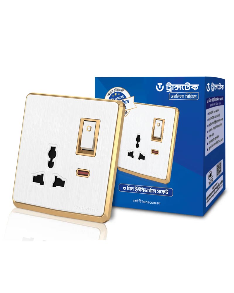 Transtec 3 Pin Universal Socket Vanilla Series