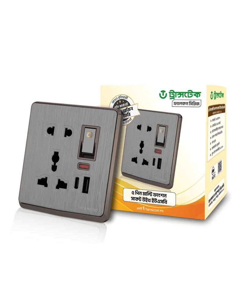 Transtec 5 Pin Multi Function Socket With USB Falcon Series