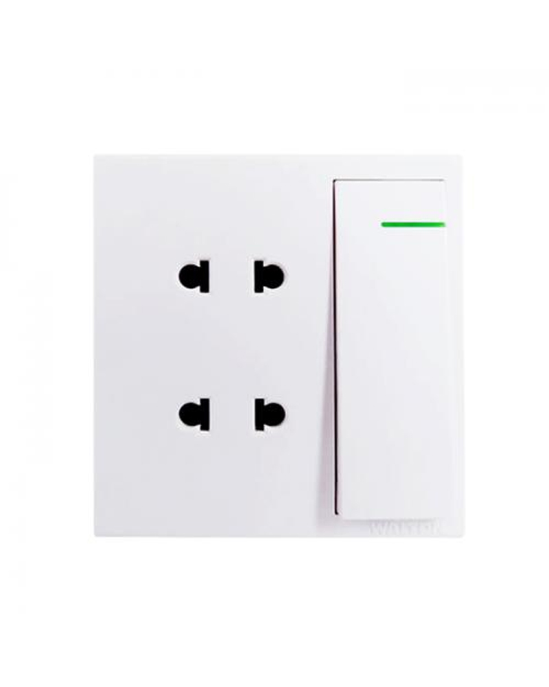 Walton Radium Indicator Trust Series 2 Pin Socket With Switch – White – 250V 10A – 85 x 89 mm – WT2PSW (White)