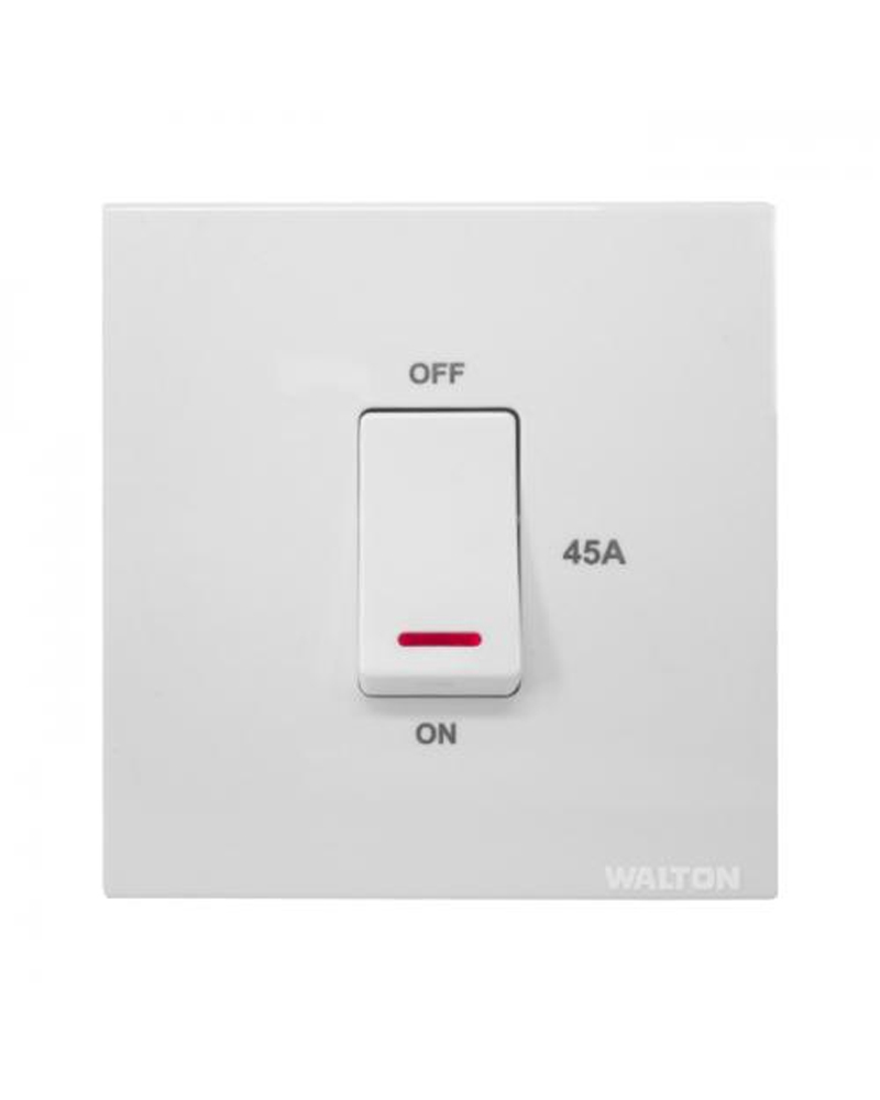 Walton Radium Indicator Trust Series 45A DP Switch – White – 250V 45A – 85 x 89 mm – WTDPS45W (White)
