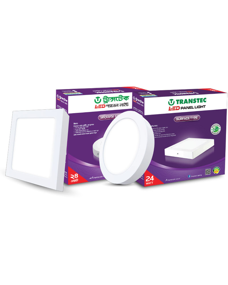 Transtec Surface LED Panel light 24 watts Sqr./Round